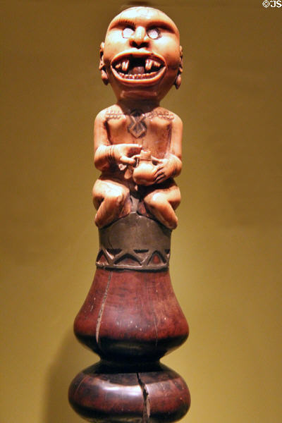 Ivory & wood staff & finial (19thC) by Kongo peoples of Mayombe region of Democratic Republic of the Congo at National Museum of African Art. Washington, DC.
