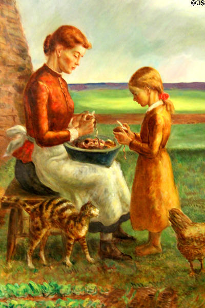 Detail of Homesteading & the Building of Barbed Wire Fences painting (1939) by John Steuart Curry at Interior Department. Washington, DC.
