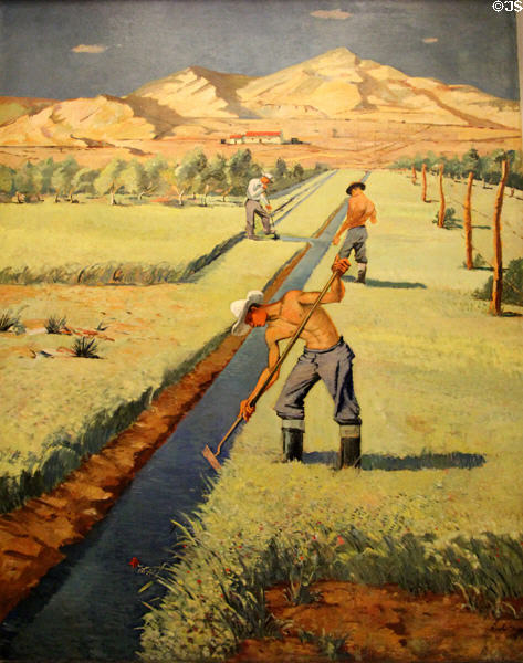 Digging irrigation canals mural (1938) by Nicolai Cikovsky at Interior Department. Washington, DC.