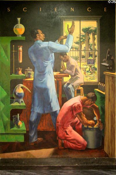 Blacks in Science painting (1948) by Millard Sheets at Interior Department. Washington, DC.