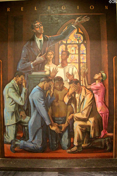 Blacks in Religion painting (1948) by Millard Sheets at Interior Department. Washington, DC.