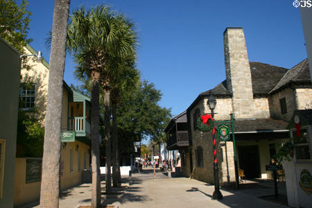 St George Street, the main route of the Spanish old town. St Augustine, FL.