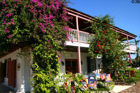 Flower covered porches of Spanish-style St. George Inn. St Augustine, FL.