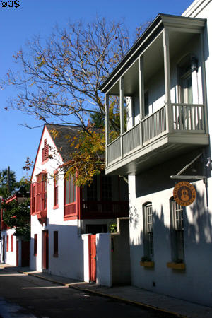 Heritage houses on Hypolita Street of old St. Augustine. St Augustine, FL.