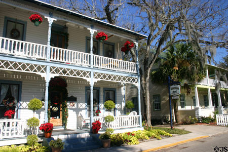 Porches & verandas of heritage house (1883) with Carriageway B&B at corner of Cordova & Cuna Streets. St Augustine, FL.