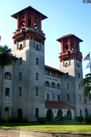 Alcazar Hotel (1888) which now serves as city hall & Lightner Museum. St Augustine, FL. Style: Moorish. Architect: Carrère & Hastings. On National Register.