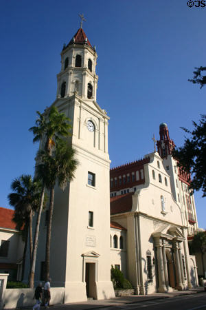 St Augustine Cathedral Basilica (1797 with interior restored after fire of 1887) & campanile. St Augustine, FL. On National Register.