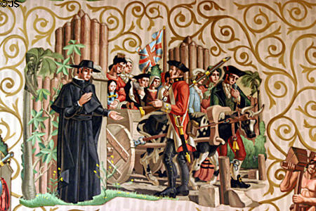 Mural of British taking possession of St. Augustine in Cathedral. St Augustine, FL.