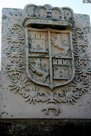 Replica of shield of Castille et Leon of early Spanish empire at Castillo de San Marcos. St Augustine, FL.