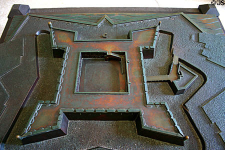 Metal model of layout of Castillo de San Marcos. St Augustine, FL.
