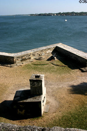 American hot shot oven on ramparts of Castillo de San Marcos over Matanzas Inlet. St Augustine, FL.