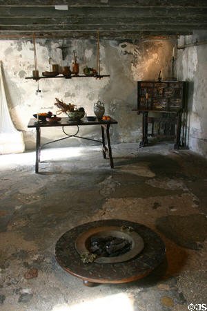 Ground floor room of The Oldest House as furnished in Spanish Colonial times. St Augustine, FL.