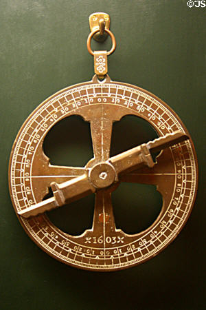 Astrolabe (1603) in museum of The Oldest House. St Augustine, FL.