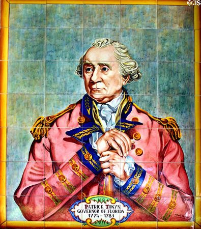 Tile mural of Patrick Tonyn, British Governor of Florida (1774-83) in museum of The Oldest House. St Augustine, FL.