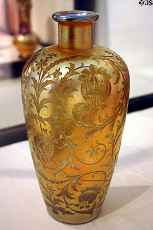 Iridescent glass intaglio cut engraved vase (c1890) by Louis Comfort Tiffany at Lightner Museum. St Augustine, FL.