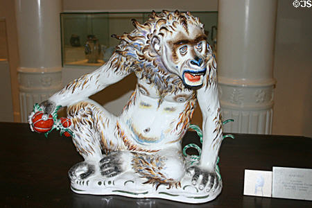 Mandrill (late 19thC) by Volkstedt Porcelain Factory, Thuringia, Germany at Lightner Museum. St Augustine, FL.