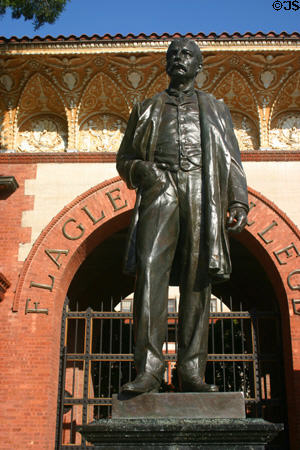 Statue of Henry Flagler (1830-1913) railway magnate who built Ponce de Leon Hotel & after whom Flagler College is named. St Augustine, FL.