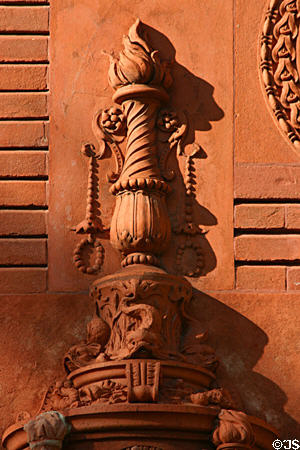 Sculpted torch on Ponce de Leon Hotel. St Augustine, FL.