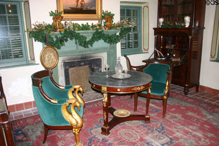 Antique filled parlor of Prince Napoleon Achille Murat, who married grandniece of George Washington, in Old St. Augustine Village. St Augustine, FL.