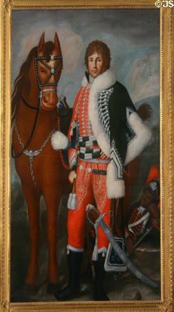 Painting of father of Napoleon Achille Murat with his horse at Old St. Augustine Village. St Augustine, FL.