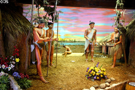 Tableau of native Americans who used Fountain of Youth before Ponce de Leon arrived. St Augustine, FL.