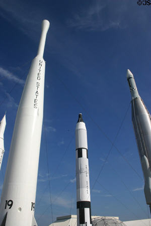 Historic rockets at Kennedy Space Center (Delta, Gemini-Titan, Atlas-Agena). FL.
