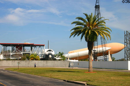 Model of Space Shuttle & booster rockets at Kennedy Space Center. FL.