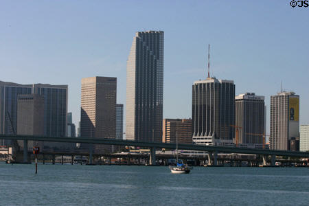 Skyline of Miami with One Miami, Intercontinental, Citigroup, Wachovia, One Biscayne, Sun Trust & New World Towers. Miami, FL.
