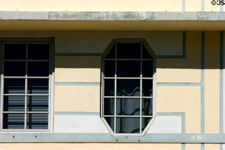 Art Deco octagonal window on Bentley Hotel. Miami Beach, FL.