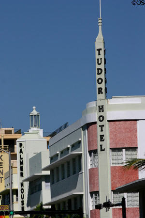 Tudor (1111 Collins Ave.) & Palmer House Hotels on Collins Avenue. Miami Beach, FL.