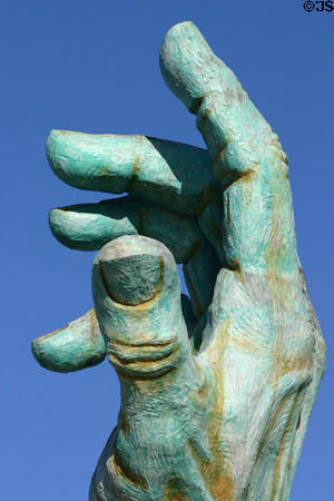 Hand reaches to heaven at Holocaust Memorial. Miami Beach, FL.