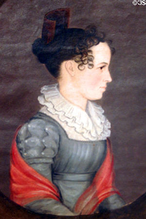 Portrait of Anne Perrine whose husband wrote memoirs of surviving the Florida Indian Wars at Historical Museum of Southern Florida. Miami, FL.