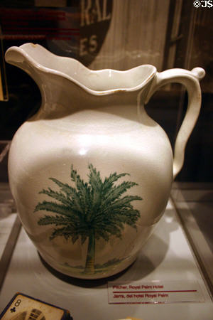 Pitcher from Royal Palm Hotel (c1897-1928) built by Flagler on north bank of Miami River at Historical Museum of Southern Florida. Miami, FL.