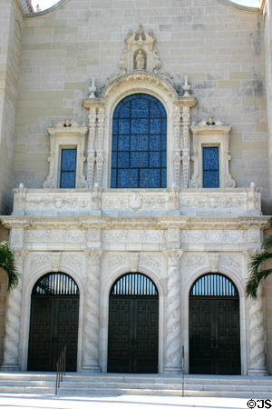 Baroque-style facade of St. Edward's Church. Palm Beach, FL.