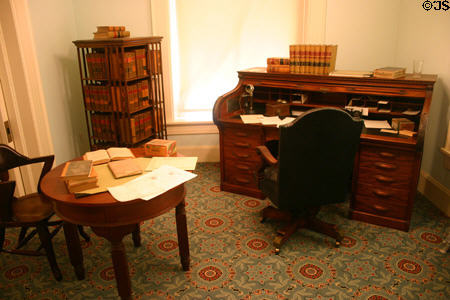 Former office of governor in old State Capitol with 1902 roll top desk by M. Ohmers & Sons of Dayton, OH. Tallahassee, FL.