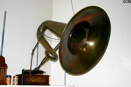 Tuba-like sound bell on Edison Home phonograph at Edison Estate Museum. Fort Myers, FL.
