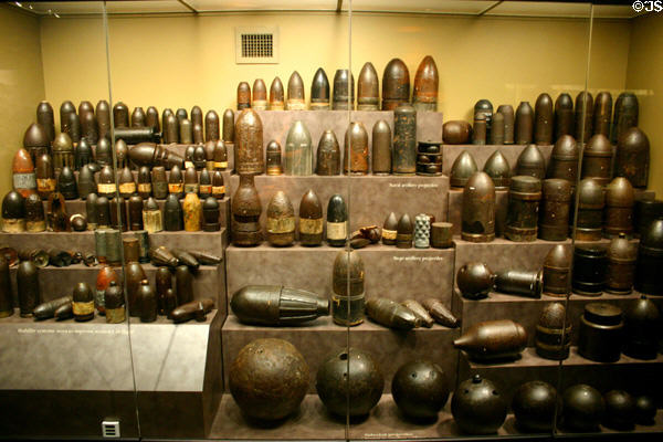Collection of variety of artillery shells used in War Between the States at Atlanta Historical Museum. Atlanta, GA.