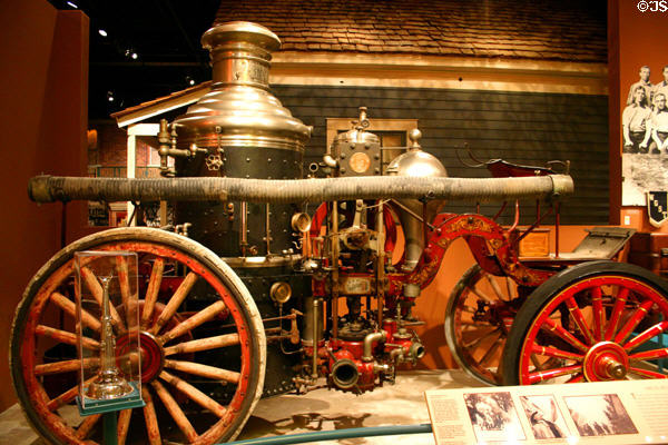 American La-France horse-drawn, steam fire engine in Atlanta History wing of Atlanta Historical Museum. Atlanta, GA.