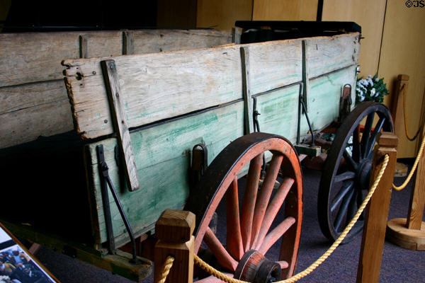 Two-mule wagon used to carry Martin Luther King Jr.'s assassinated body from Ebenezer Baptist Church at funeral April, 9, 1968 now in National Parks visitor center. Atlanta, GA.
