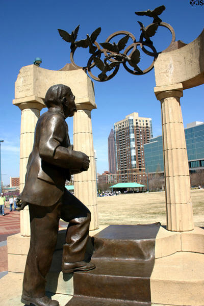 Gateway of Dreams monument to Baron Pierre de Coubertin (1863-1937) founder of modern Olympic movement by Raymond Kaskey in Centennial Olympic Park. Atlanta, GA.