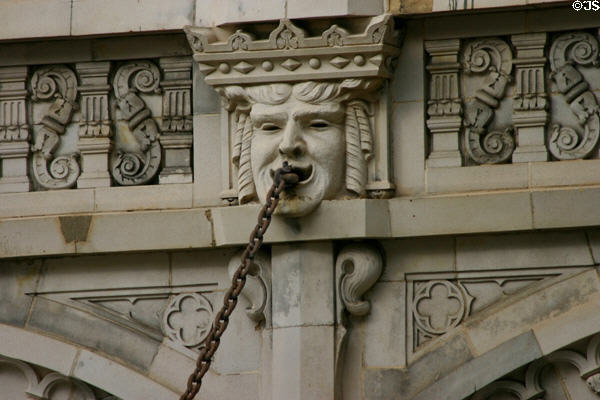 Carved face holding chain of entrance overhang on Imperial Theatre. Augusta, GA.