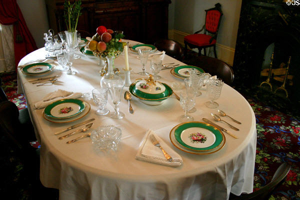 Dining room table in Woodrow Wilson Boyhood Home. Augusta, GA.