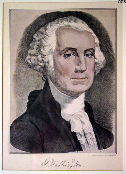 Lithograph reprint of George Washington by Currier & Ives in Woodrow Wilson Boyhood Home. Augusta, GA.