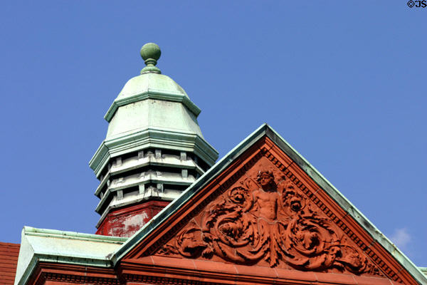 Terracotta pediment & cupola of Savannah Cotton Exchange. Savannah, GA.