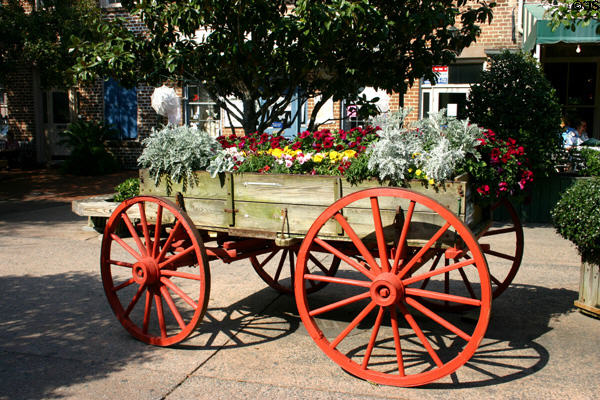 Wagon full of flowers at City Market. Savannah, GA.
