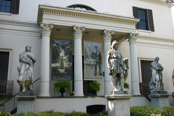 Telfair Museum of Art old building (1818) with statuary. Savannah, GA. Style: Regency. Architect: William Jay.