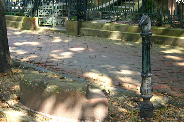 Carriage steps & hitching post in front of Harper-Fowlkes house. Savannah, GA.