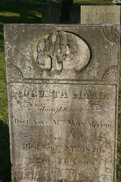 Augusta Marta tombstone died 1820 age 25 in Colonial Park Burying Ground. Savannah, GA.
