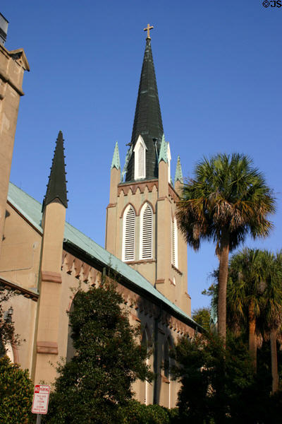 St John's Episcopal Church (1850) on Madison Square. Savannah, GA. Style: Gothic Revival. Architect: Calvin Otis.