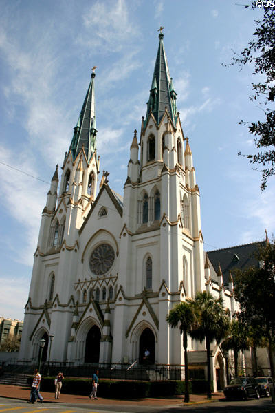 Cathedral of St. John the Baptist against sky. Savannah, GA.